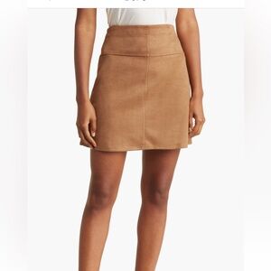 Max Studio Camel Mini Faux Suede Skirt